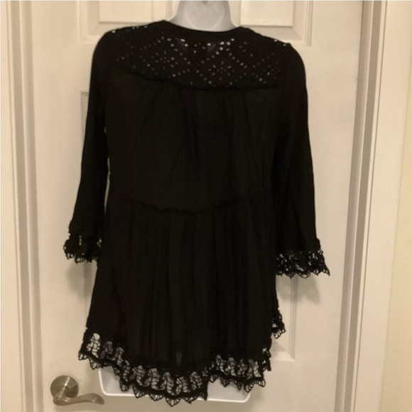 Knox Rose Black Boho High/Low Hem Top Size S - Picture 2 of 12